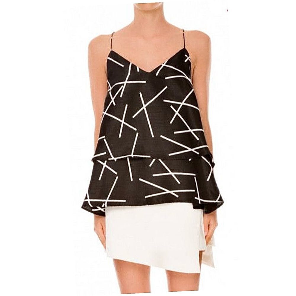 C/MEO Collective New Day Tiered Black White Top M